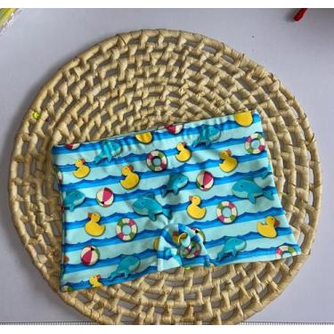 Imagem de Sunga box infantil azul clara(estampa pintinho) confeccionada com teci