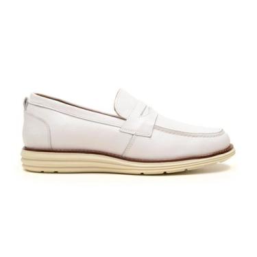 Imagem de Sapato Social Casual Loafer Masculino Derby Em Couro Branco - GGFontan