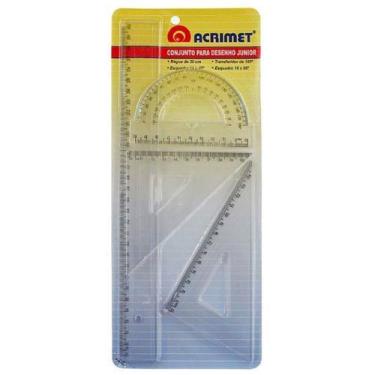 Imagem de Conjunto para Desenho com Régua 30CM, Esquadro 30º X 60º, Esquadro 45º