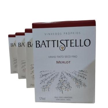 Imagem de Vinho Battistello Merlot Seco Fino Box 3000ml  (caixa com 4 Bag in box