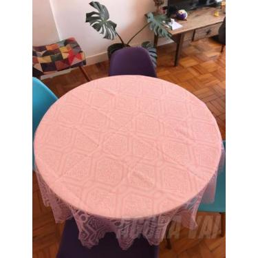 Imagem de Toalha de Renda ROSA Mesa Redonda 4 lugares - Agora Vai