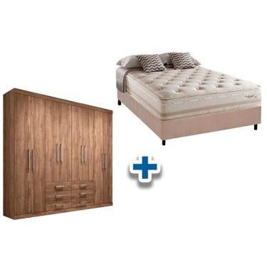 Imagem de Cama Box Casal + Colchão Scotland Herval + Guarda Roupa Master 8.6 Atacama