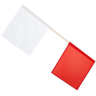 Imagem de Windkream Bandeiras de árbitro bandeiras de vôlei vermelhas brancas bandeiras de juiz nylon de duas cores bandeiras oficiais de atletismo para eventos esportivos futebol vôlei futebol, 33 x 34 cm