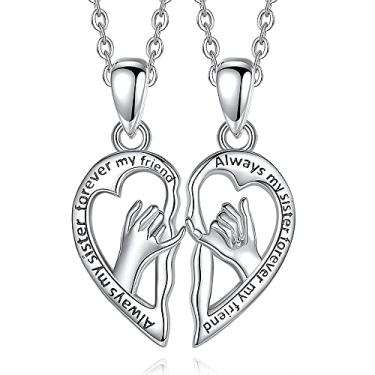 Imagem de HUIZIUYUQI BFF Conjunto de colar com pingente de quebra-cabeça da amizade para mulheres, delicados, ajustáveis, corrente fina, colares inspiradores em formato de coração da sorte, presentes de festa