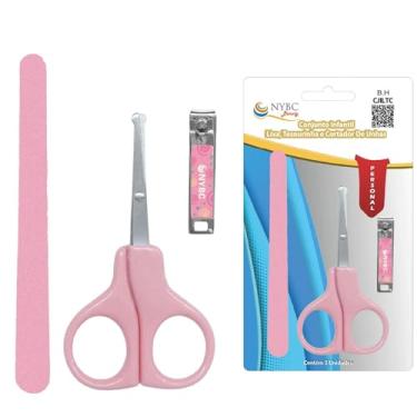 Imagem de NYBC Beauty Conjunto Infantil para Unhas, 3 Peças, Tesourinha, Lixa e Cortador de Unha, Rosa