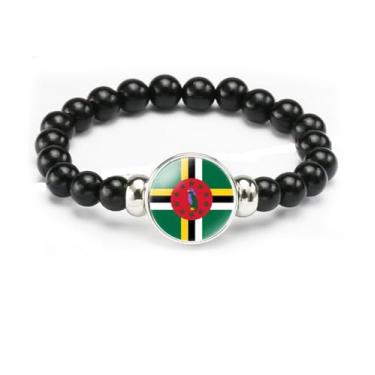 Imagem de vmcoatdu Pulseira de bandeira nacional com contas de corda elástica apoia seu país viagem lembrança presentes para homens e mulheres, One size, Liga metálica, Vidro