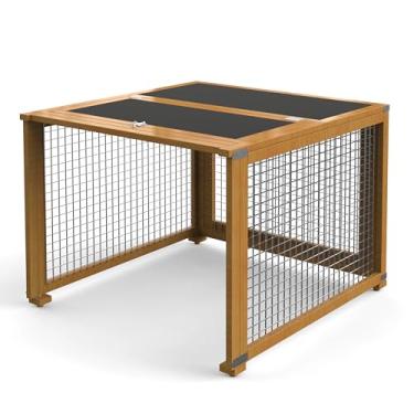 Imagem de Fitenlor Extensão grande para galinheiro, extensão para galinheiro de madeira, corrida extra para galinheiro ao ar livre com telhado impermeável, 81 x 81 x 61 cm, cor natural