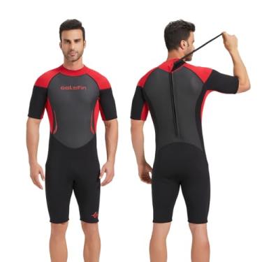Imagem de GoldFin Roupa de mergulho masculina curta, neoprene de 3 mm, com zíper nas costas, surf, mergulho, natação, snorkeling