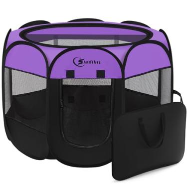 Imagem de Siedihit cercadinho para cães, cercadinho para cachorrinhos interno para cães médios, gaiola para barracas para cães interna/externa, cercadinho portátil para canil pop-up com maleta de tran