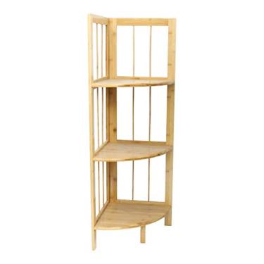 Imagem de Basic Fundamentals Prateleira multifuncional de canto de bambu de 3 camadas - organizador de armário de banheiro e cozinha - decoração de casa - organização e armazenamento de café e despensa - 99 cm