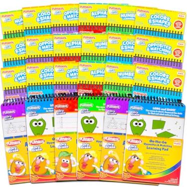 Imagem de Bulk Write and Wipe Learning Boards Pre K Kindergarten - 24 Dry Erase Alphabet Numbers Handwriting Bundle Tracing Spiral Practice Boards 7"x5" | Playskool Classroom Supplies