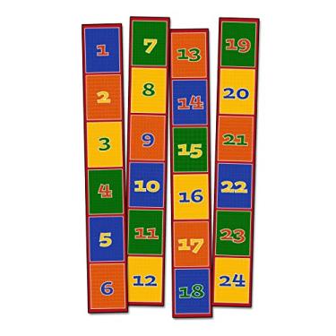 Imagem de Flagship Carpets Tapete de assento educativo para aprendizagem em casa e tapete de sala de jogos, quarto infantil e tapete de sala de aula, (assentos 24), 4 tiras 33 x 20 cm, multicolorido