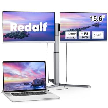 Imagem de Redalf Extensor de tela de laptop, monitor triplo portátil de 15,6 polegadas para laptop, monitor IPS ultrafino com moldura zero, alto-falantes integrados compatíveis com Mac, Windows, Chrome, serve