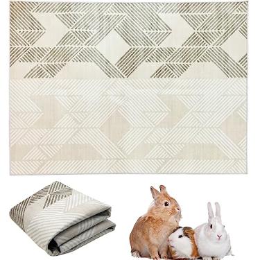 Imagem de VCEPJH Forro de gaiola de coelho reutilizável lavável roupa de cama de coelho extra grande tapete de veludo macio para animais de estimação tapete antiderrapante para cães filhotes gatos totoro furão 120 x 150 cm