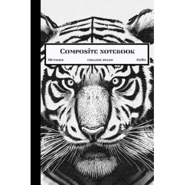 Imagem de Composite Notebook : Wide ruled Crosshatching Tiger Illustration| School, Work, College, Office | Gifts for Him,Kids