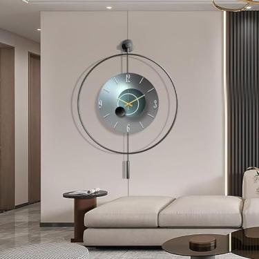 Imagem de Relógio de parede para decoração de sala de estar, relógios de parede decorativos com pêndulo para quarto, cozinha, escritório, casa, relógio de parede moderno grande operado por bateria, relógio
