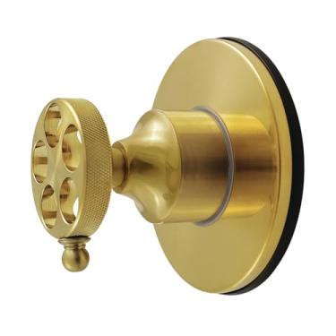 Imagem de Kingston Brass KS4037RKZ Válvula de desvio de seis vias Wendell de manípulo único com alça serrilhada e kit de acabamento redondo, latão escovado