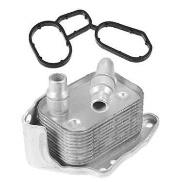 Imagem de X AUTOHAUX Carcaça do refrigerador de óleo do motor do carro com conjunto de junta para BMW 120I para BMW 318I 11427508967