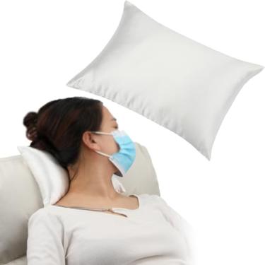 Imagem de Travesseiro de pescoço pequeno de cetim sedoso para cadeira reclinável, almofadas de cabeça minúsculas laváveis para dormir, almofada de apoio de pescoço com fronha de travesseiro suave e refrescante,