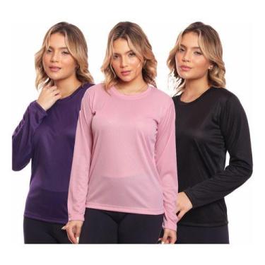 Imagem de Kit 3 Camisas Feminina Camiseta Térmica Proteção Solar Uv - MC Digital