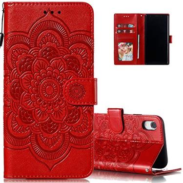 Imagem de LEECOCO Capa para iPhone XR Mandala Embossing Luxury PU Leather Flip Notebook Carteira Estilo Livro Suporte Magnético Slot para Cartão Folio Bumper Capa de Proteção para iPhone XR 6,1 polegadas