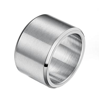 Imagem de INRENG Anel masculino feminino de aço inoxidável com 19 mm/10 mm de largura, banda simples, acabamento fosco, prata, dourado, preto