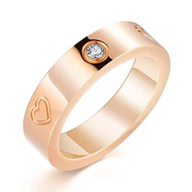 Imagem de PDWZNBA Anel de Amizade Banhado a Ouro 18 K Zircônia Cúbica Banhado a Rosa Aço Inoxidável Aliança de Casamento Joias Presentes de Aniversário para Mulheres Adolescentes rosa