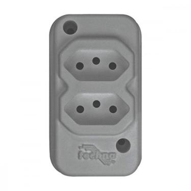 Imagem de Tomada Barra Techna Dupla 2P+T 10A Cinza