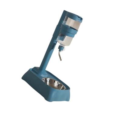 Imagem de IEUDNS Alimentador de animais de estimação e alojamento alimentador automático de altura Ajuste a tigela de cães dispensador de água parada para gatos, Azul