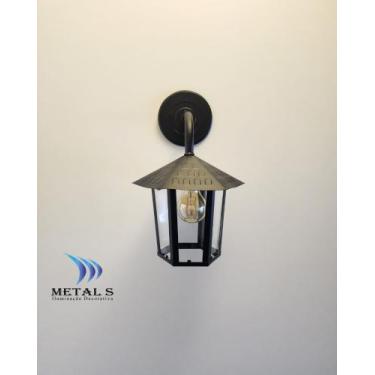 Imagem de Arandela chapéu colonial com vidro - Metal S Iluminação, Preto