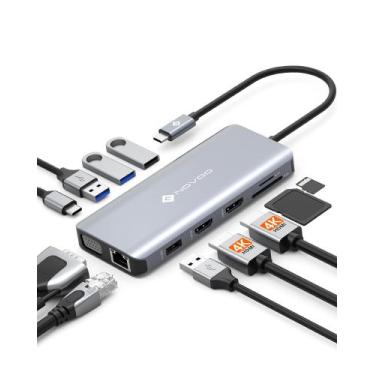 Imagem de Estação de Ancoragem USB-C NOVOO 11 em 1 - Dual HDMI, VGA e PD 100W