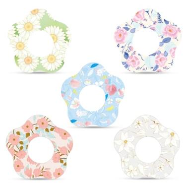 Imagem de 25 peças de adesivos para sensor de tema de flor, capas de sensor de flores respiráveis, adesivos adesivos adesivos de fita à prova d'água compatíveis com Libre 2 ou 3