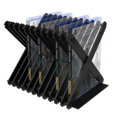 Imagem de GEEKRIA Foldable Games Card Disk Stand Storage Bracket Compatible with PS4, PS5, Nintendo Switch, Xbox Series, Xbox One, CD, DVDs, Movie Discs