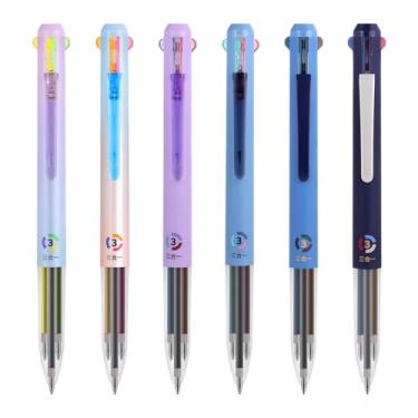 Imagem de VideMundi Pacote com 6 canetas multicoloridas, canetas coloridas de 0,5 mm, canetas de tinta gel multicoloridas 3 em 1, canetas de tinta de gel retráteis de 18 cores para escritório, material escolar