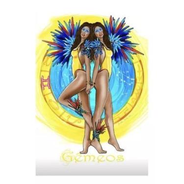 Imagem de Canga Praia Signos Poliéster Moda Verão Beach Astrologia - Blue, Gemeo
