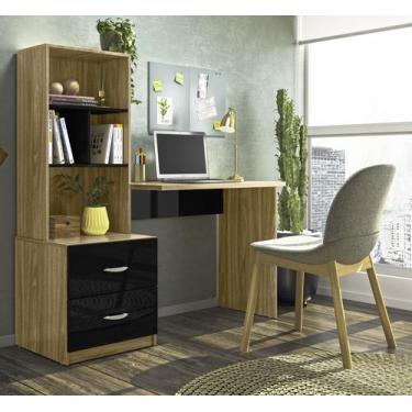 Imagem de Escrivaninha Livreiro Quarto e Sala Nature Preto - PETERNELLA