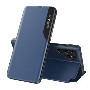 Imagem de LYJSMGZ Capa para Samsung Galaxy S25 Ultra/S25 Plus/S25, Flip View Capa de telefone comercial de couro com suporte de proteção total, azul, S25 Ultra