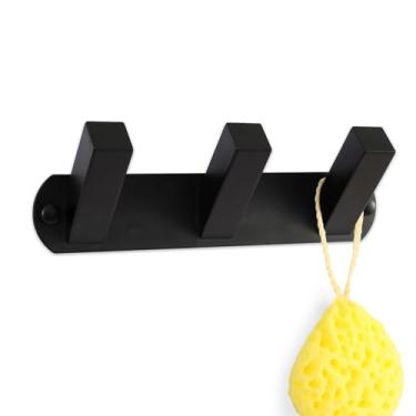 Imagem de NINETREX Cabide montado na parede, cabideiro de metal preto com 3 ganchos para casaco, ganchos resistentes, bolsa de chapéu, toalheiro para entrada, banheiro, quarto, cozinha e corredor (preto