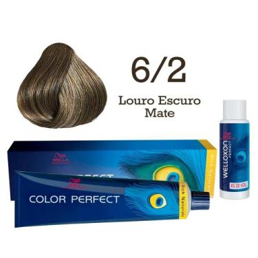 Imagem de Coloração Color Perfect 6.2 Louro Escuro Mate Oxidante Welloxon 20 Vol