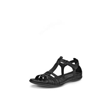 Imagem de ECCO Sandália gladiadora feminina Flash T-Strap, Preto, 4-4.5