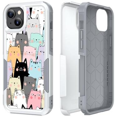 Imagem de Candykisscase Capa para iPhone 15 Plus, R2D2 Astromech Droid Robot padrão de absorção de choque PC rígido e capa protetora de camada dupla híbrida de silicone interno para Apple iPhone 15 Plus (gatos