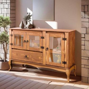 Imagem de Aparador Madeira Maciça 3 Portas Vidro D125 Shop JM