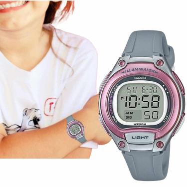 Imagem de Relógio De Pulso Casio Digital Infantil Unissex Esportivo Prova Dágua Rosa Cinza Presente LW-203-8AVDF