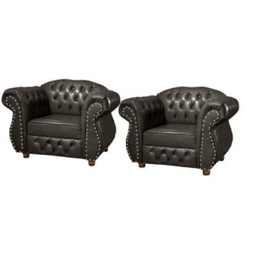 Imagem de Quatro Poltronas Chesterfield Merlo - Corano Café / Decoração, recepção, barbearia, sala tv estar