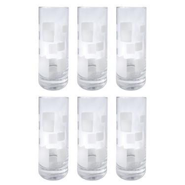 Imagem de Jogo com 6 Copos 485ml Geométricos Quadrados Long Drink - Pasabahce