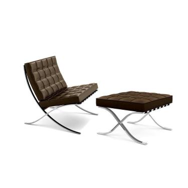 Imagem de Poltrona Premium Barcelona Com Puff Base Cromada Marrom Cor Marrom