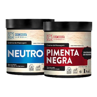Imagem de Creme de Massagem Profissional cosmeceuta Neutro + Pimenta Negra 1Kg - Termogênico de origem natural, ativa os vasos sanguíneos que são estimulados au