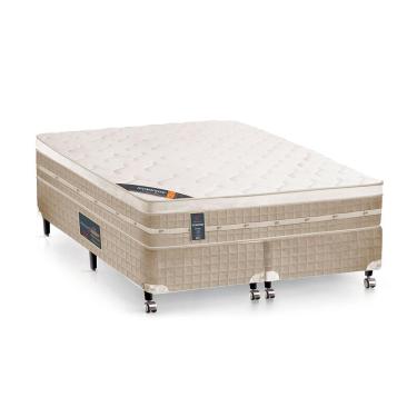 Imagem de Cama box + Colchão King Size Castor Premium Tecnopedic One face Bege 193 x 203 x 70