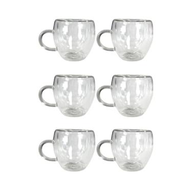Imagem de Xícaras De Vidro Parede Dupla Chá Café Da Manhã Lanche Da Tarde 80ml (6)