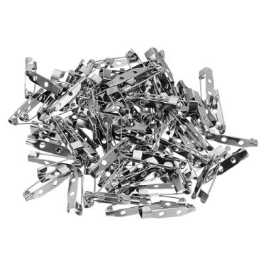 Imagem de PATIKIL 100 pinos de crachá, pinos de segurança de 25 mm etiqueta de nome para crachá em massa tiras planas médias para roupas artesanais DIY, preto